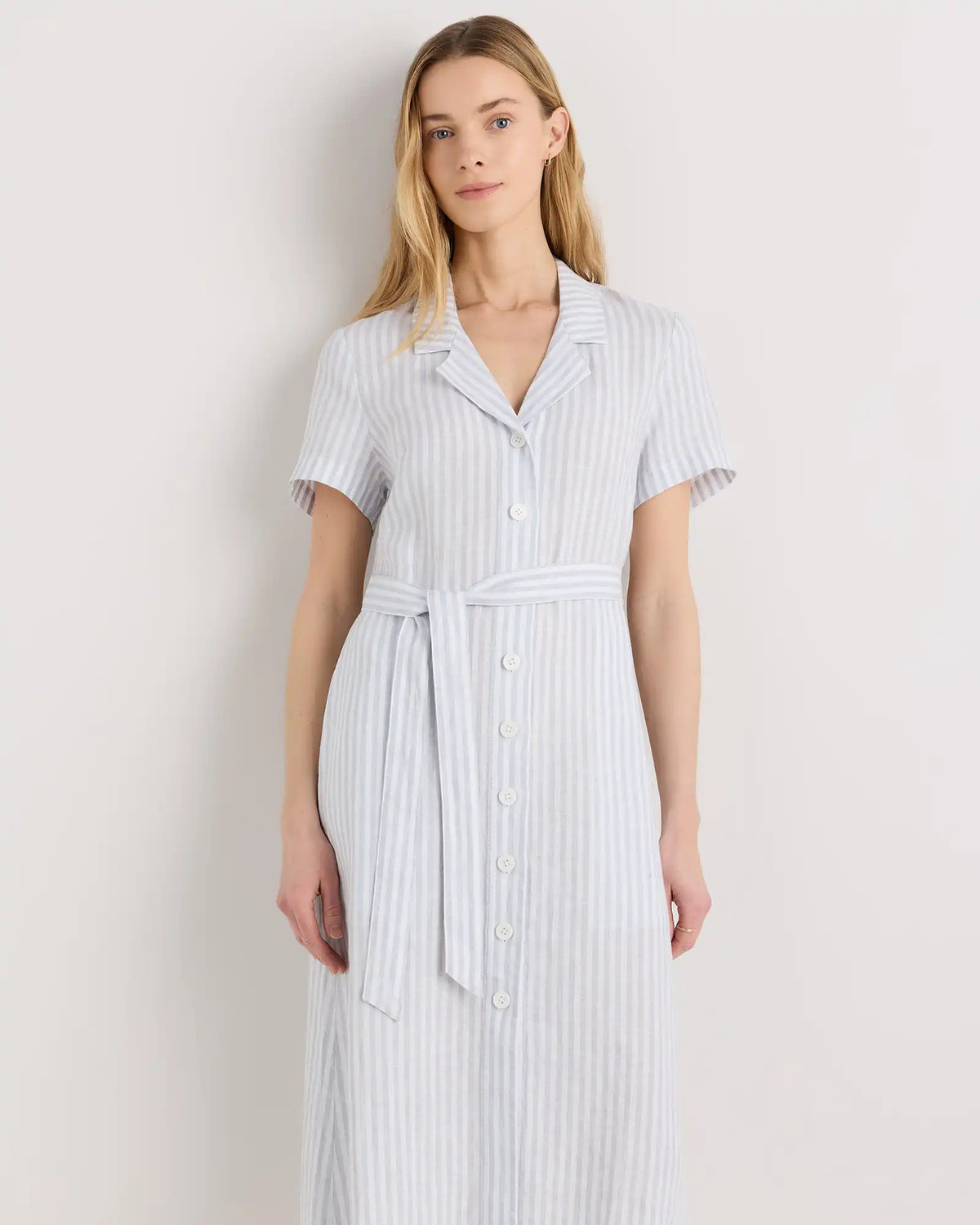 100% European Linen Button Front Dress