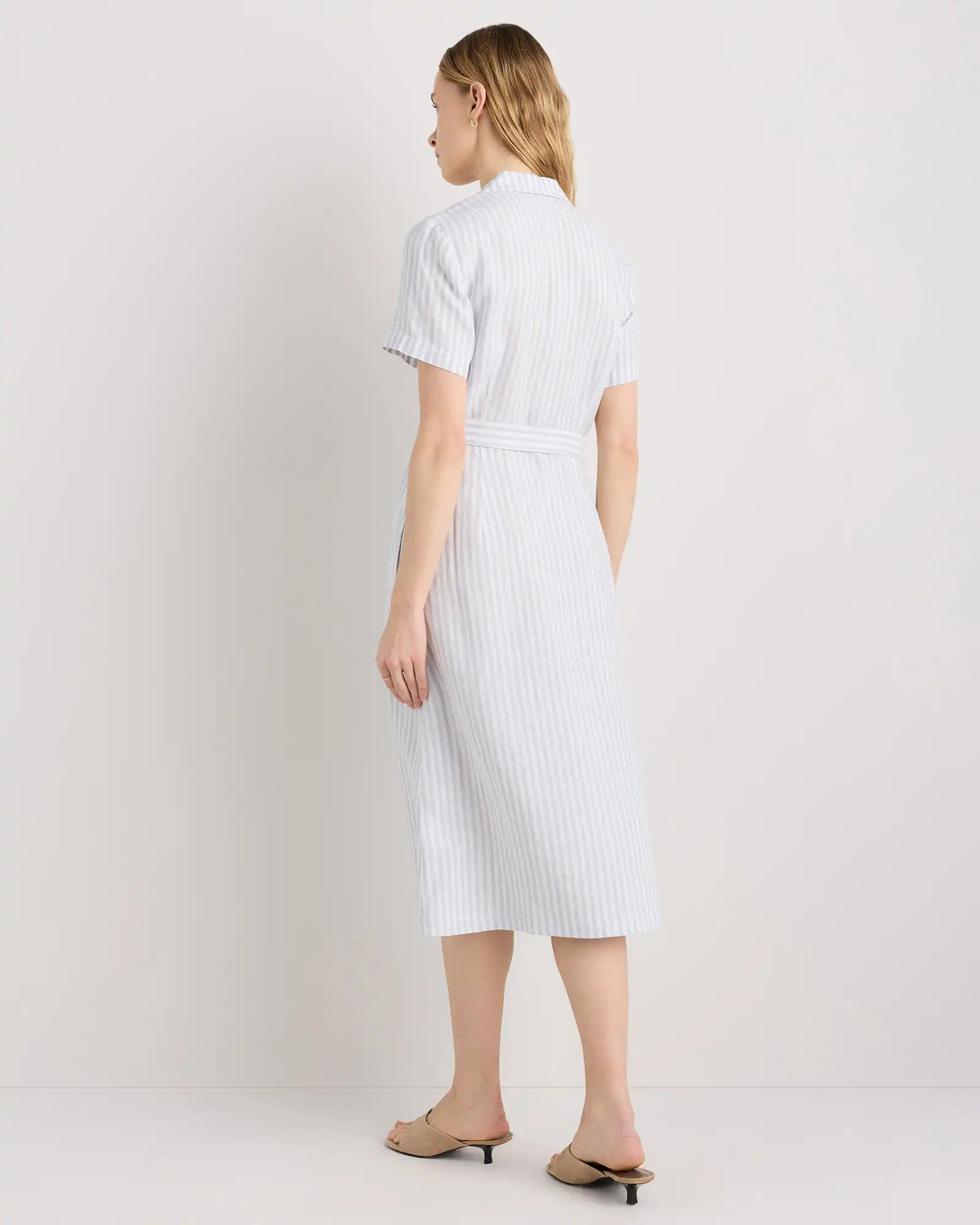 100% European Linen Button Front Dress