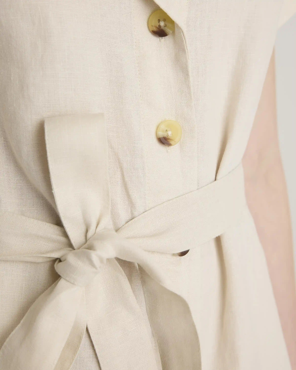 100% European Linen Button Front Dress