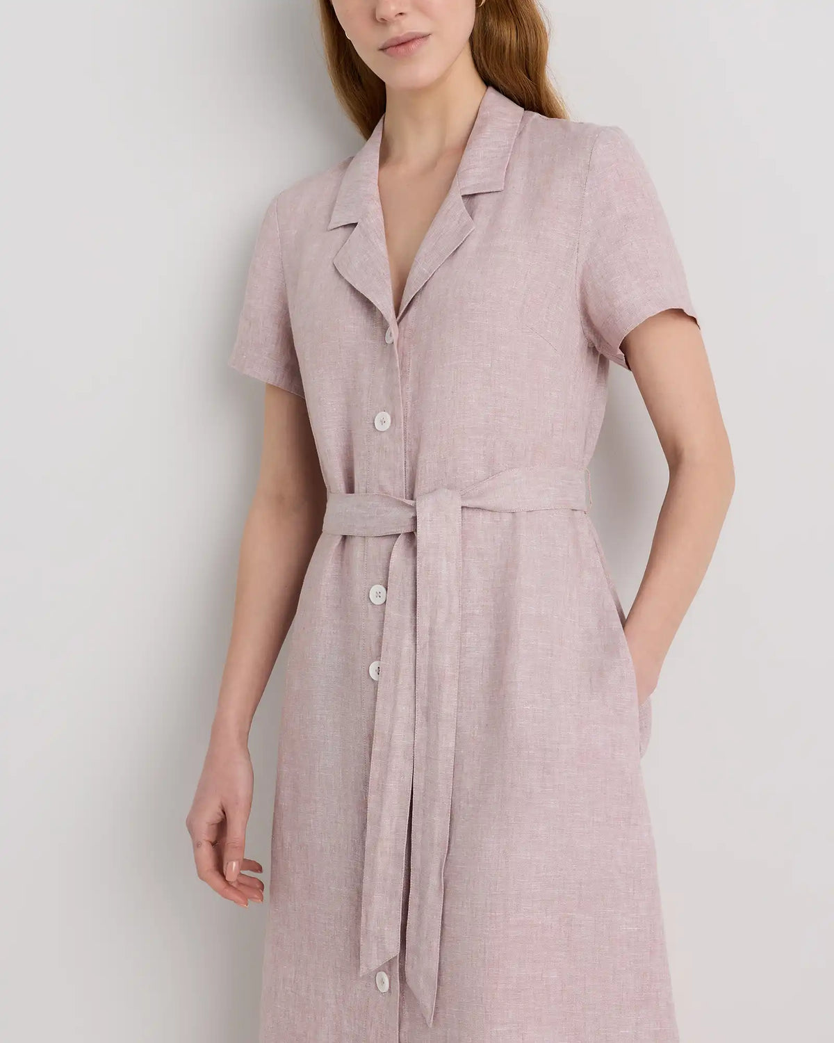 100% European Linen Button Front Dress