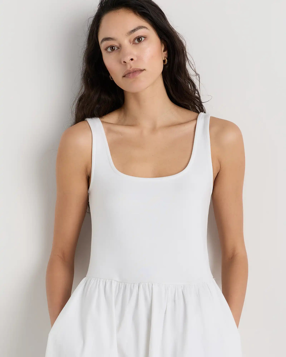 Cotton Mixed Media Tank Dress