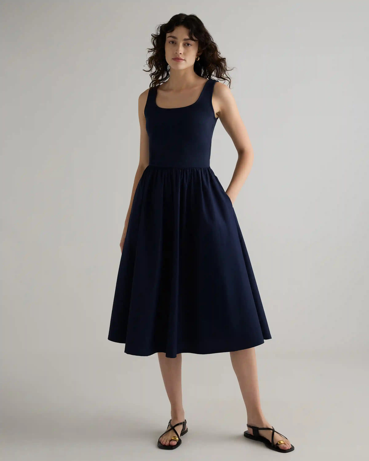 Cotton Mixed Media Tank Dress