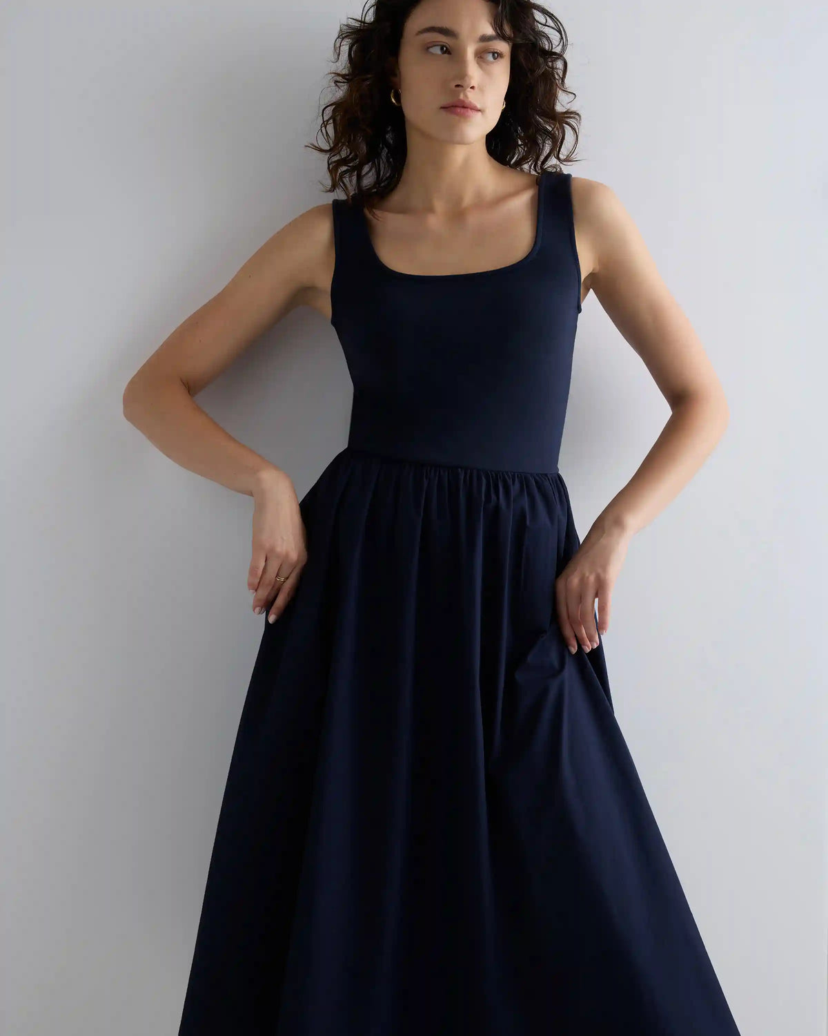 Cotton Mixed Media Tank Dress