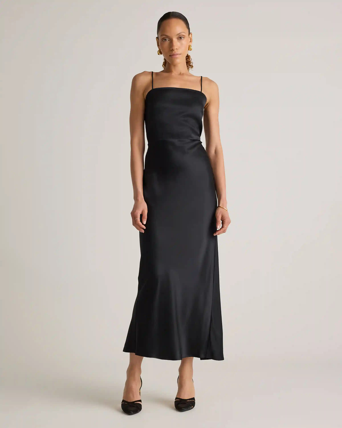 100% Washable Silk Square Neck Maxi Dress