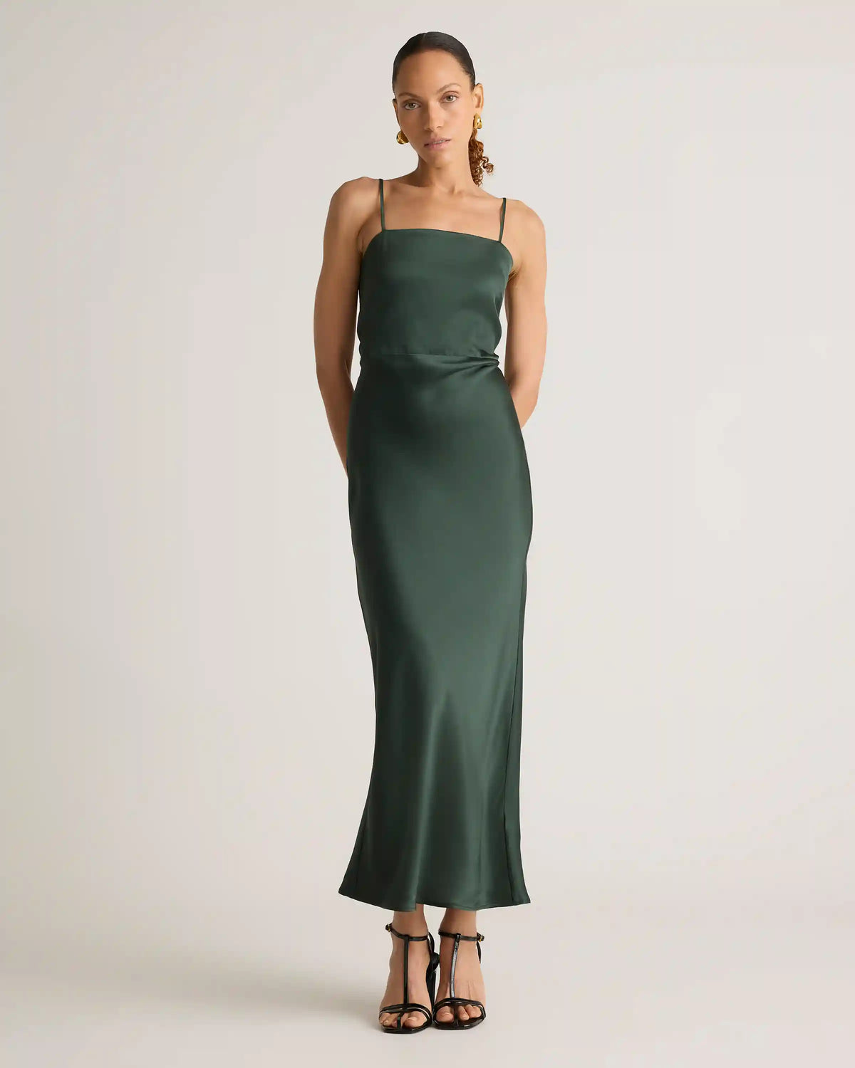 100% Washable Silk Square Neck Maxi Dress