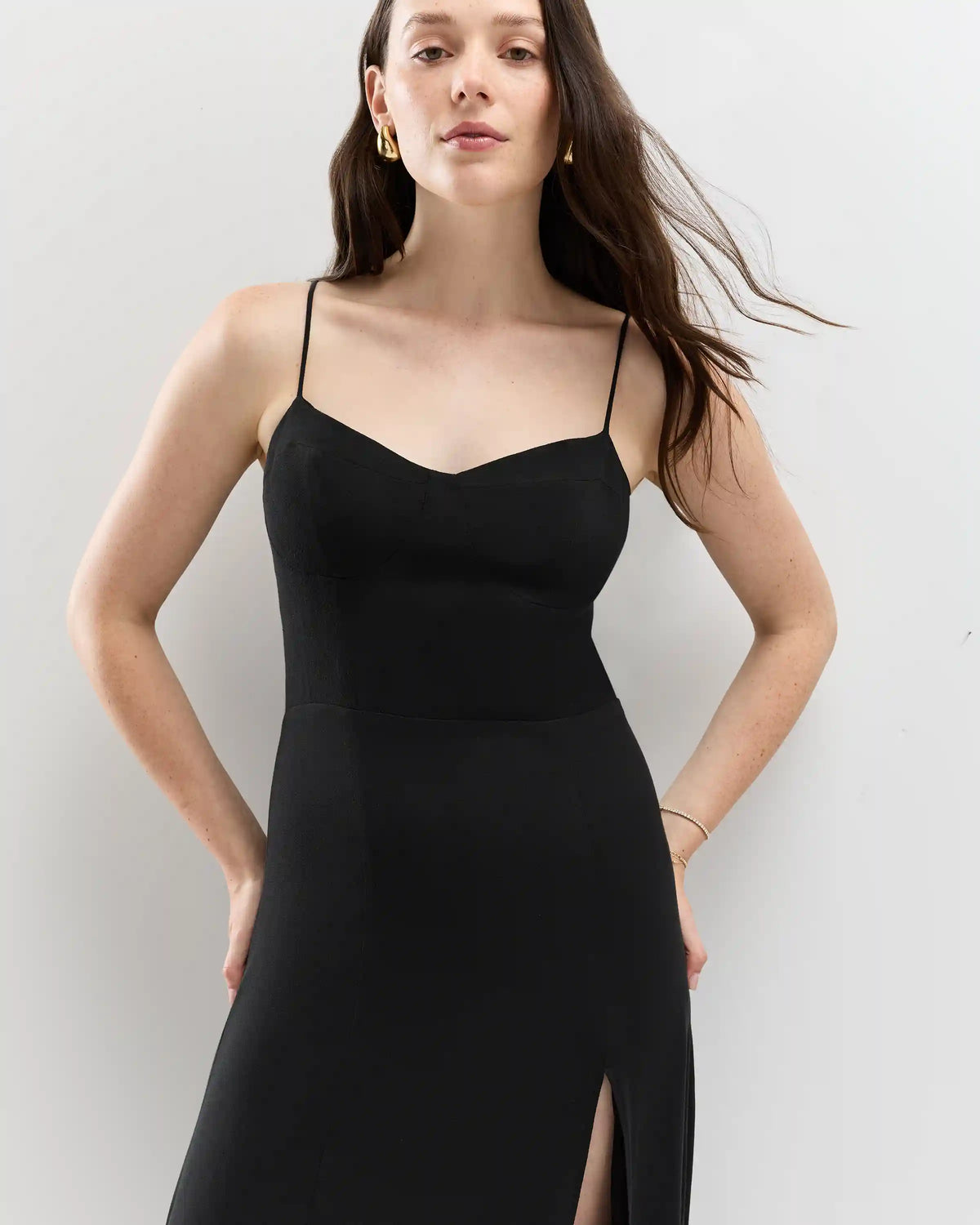 Lightweight Crepe Sweetheart Midi Dress