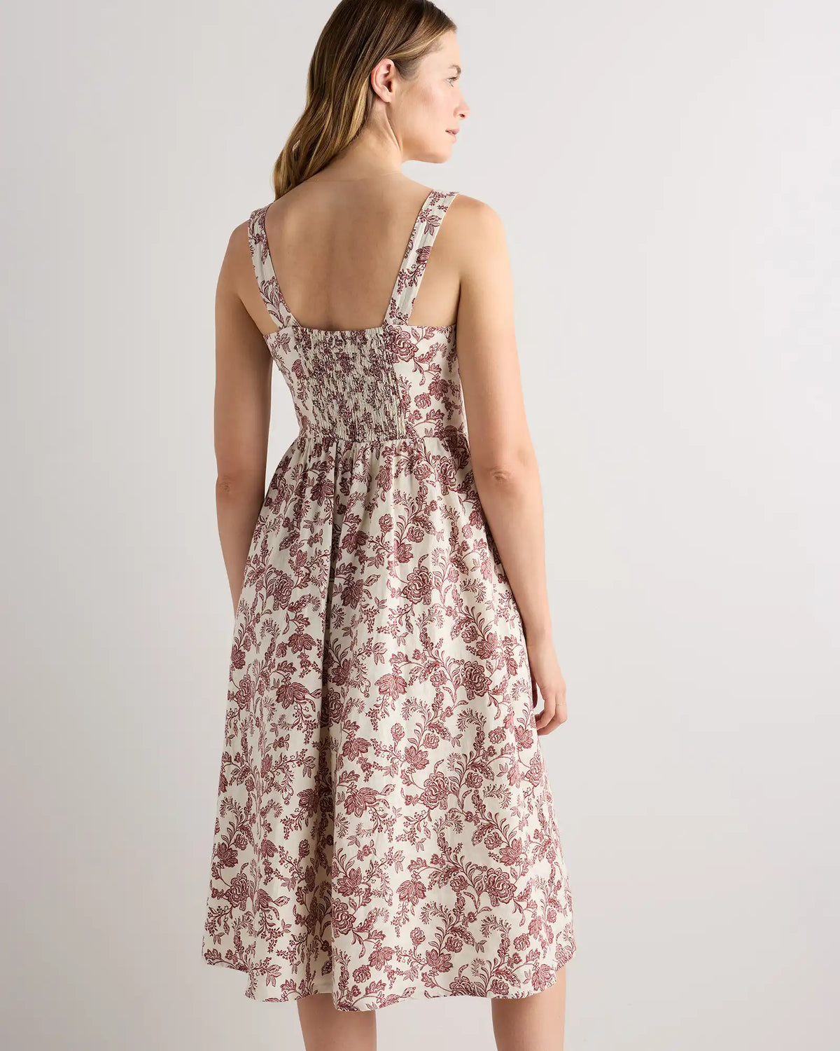 100% European Linen Fit & Flare Midi Dress
