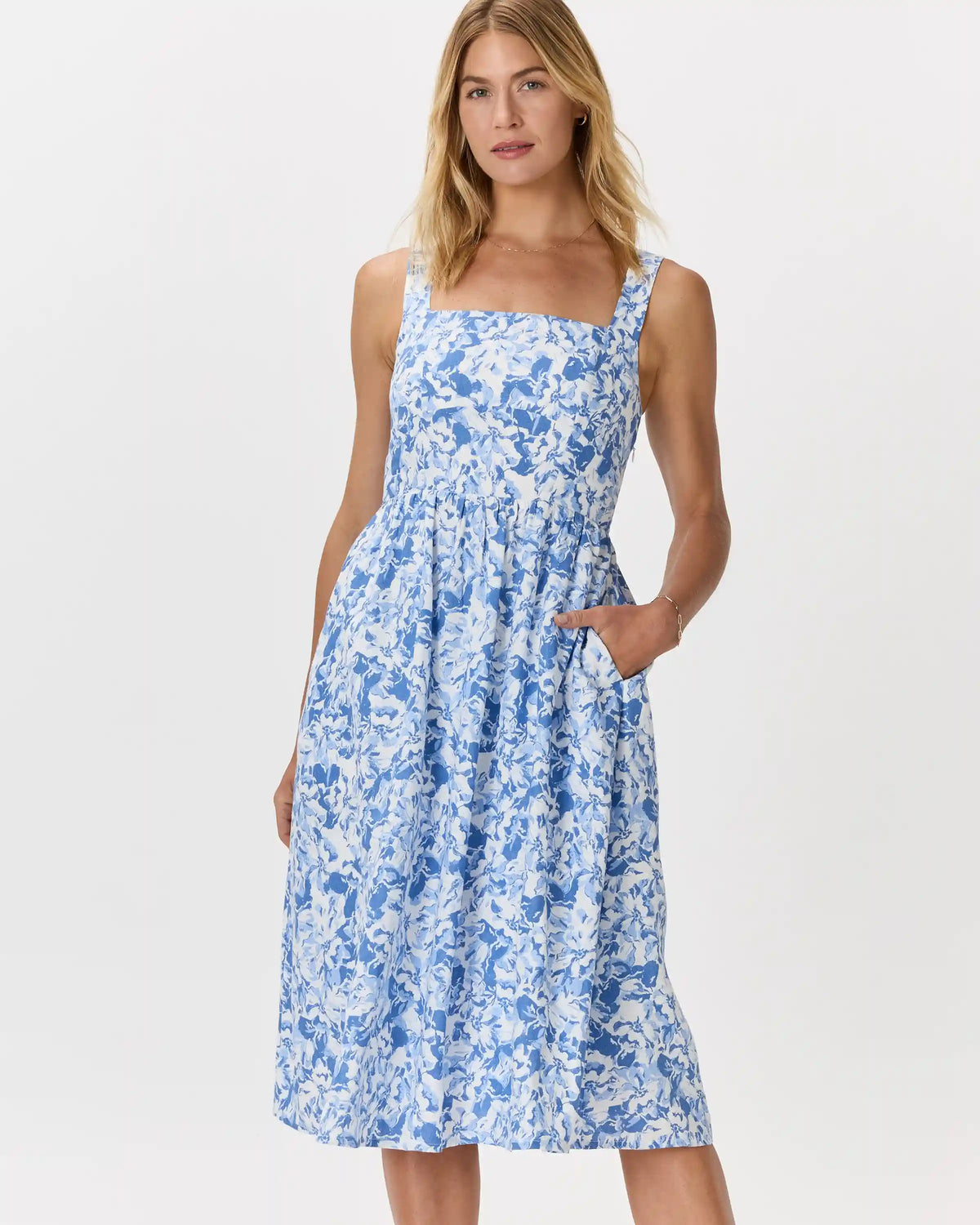 100% European Linen Fit & Flare Midi Dress
