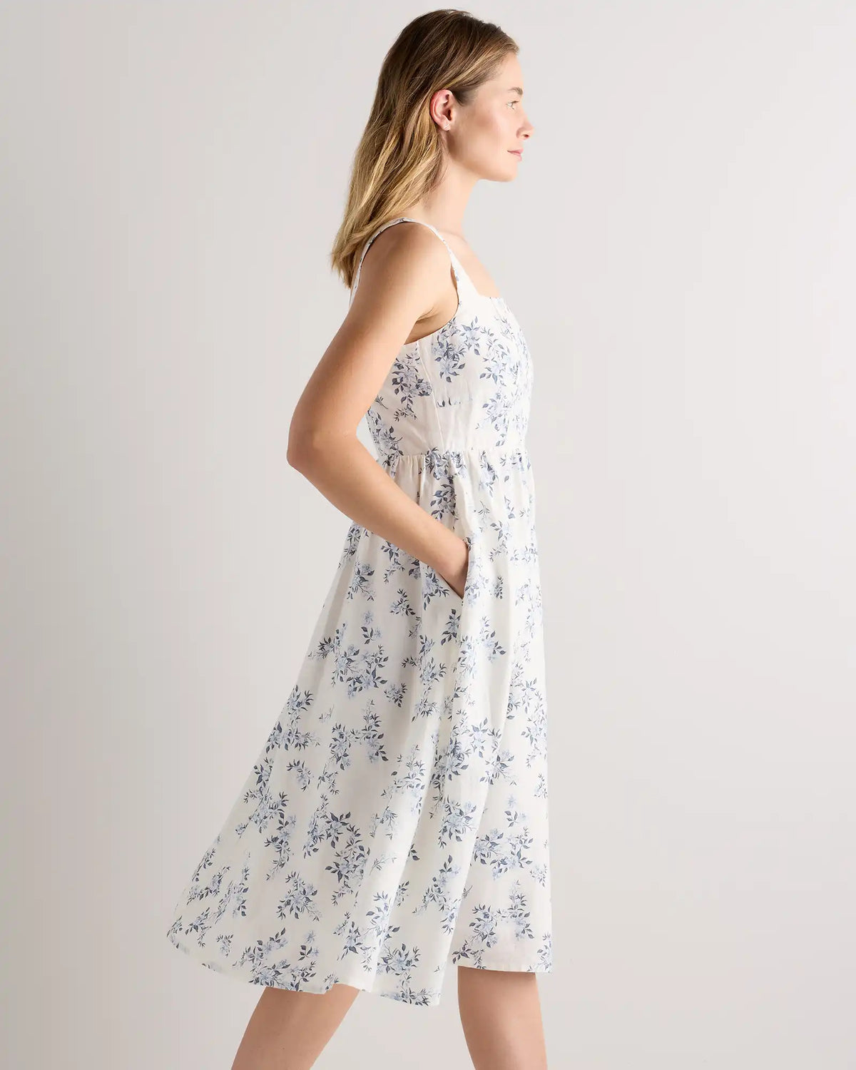 100% European Linen Fit & Flare Midi Dress