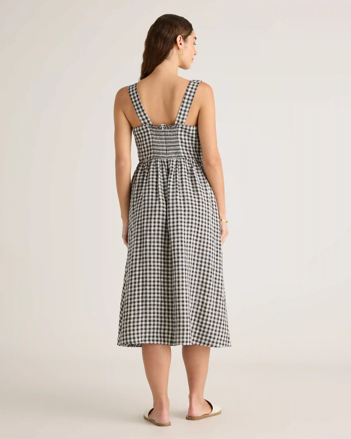 100% European Linen Fit & Flare Midi Dress