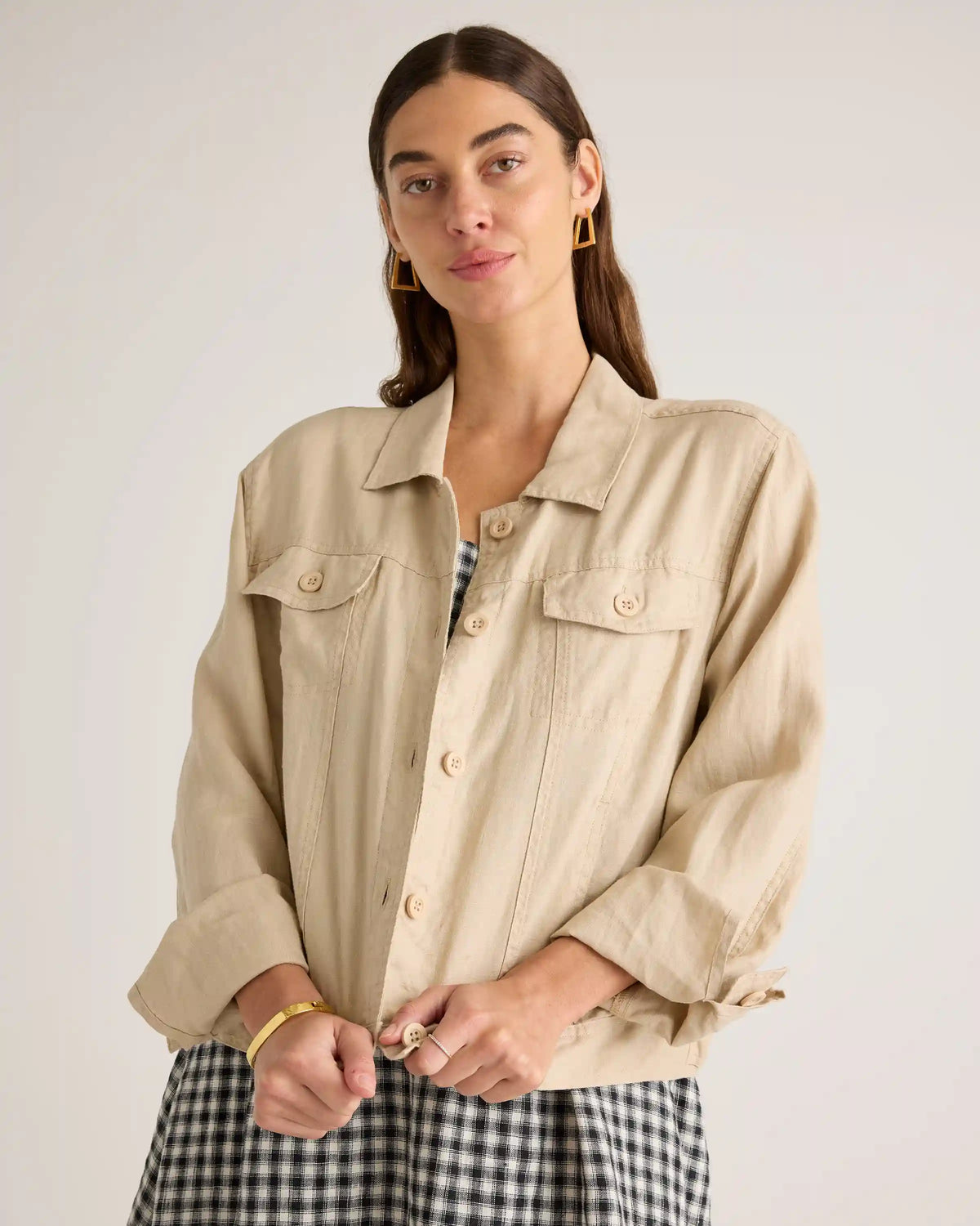 100% European Linen Fit & Flare Midi Dress