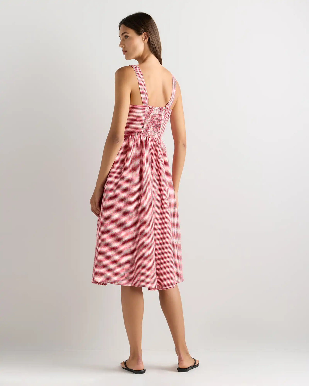 100% European Linen Fit & Flare Midi Dress