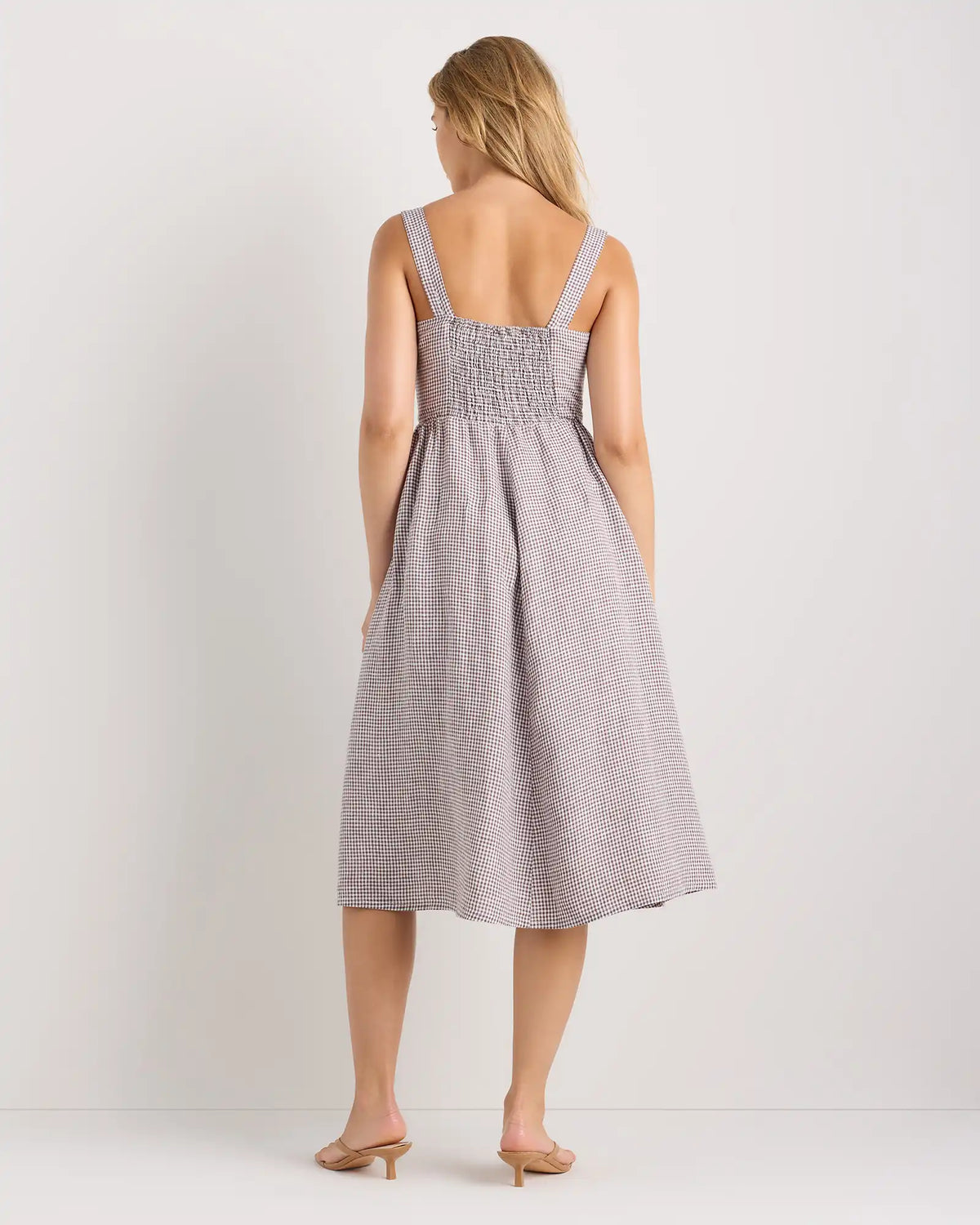 100% European Linen Fit & Flare Midi Dress