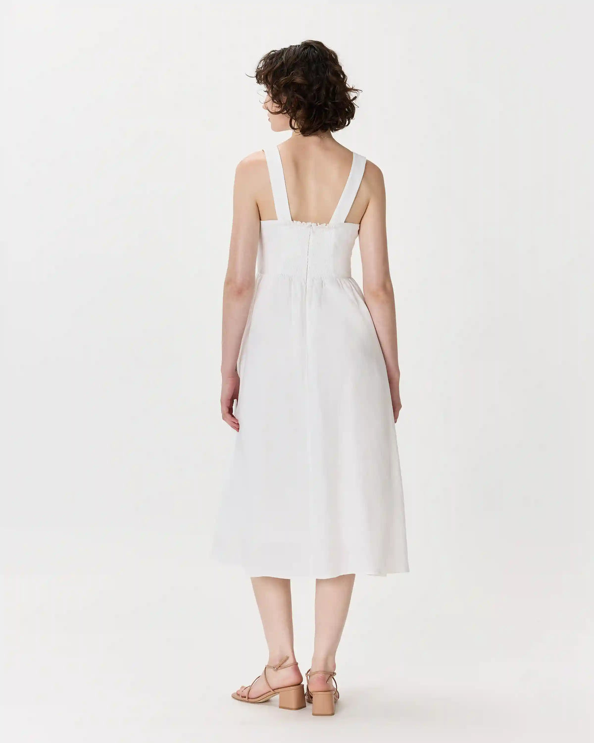100% European Linen Fit & Flare Midi Dress