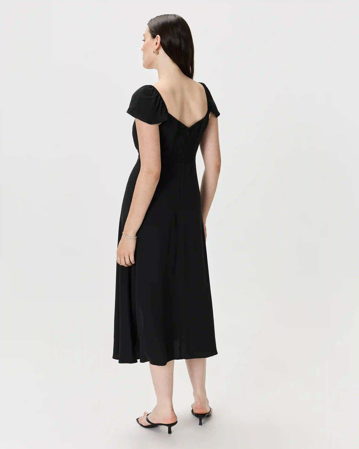 Lightweight Crepe Flutter Sleeve Midi Dress