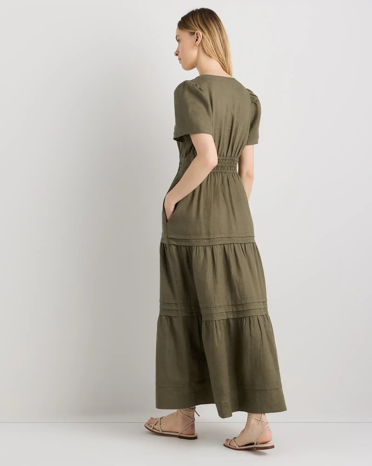 100% European Linen Tiered Maxi Dress