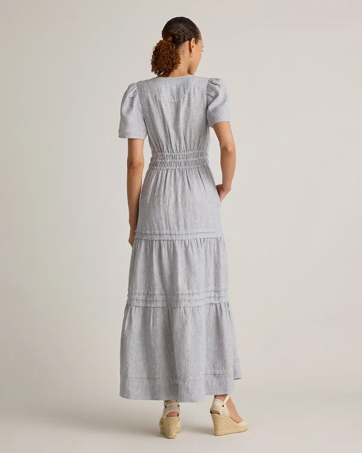 100% European Linen Tiered Maxi Dress