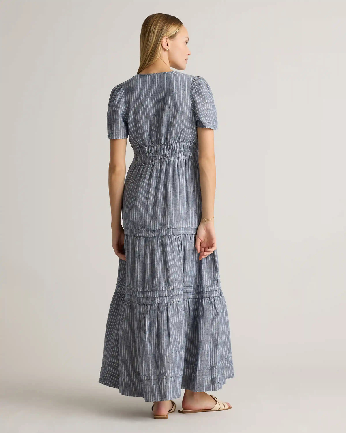 100% European Linen Tiered Maxi Dress