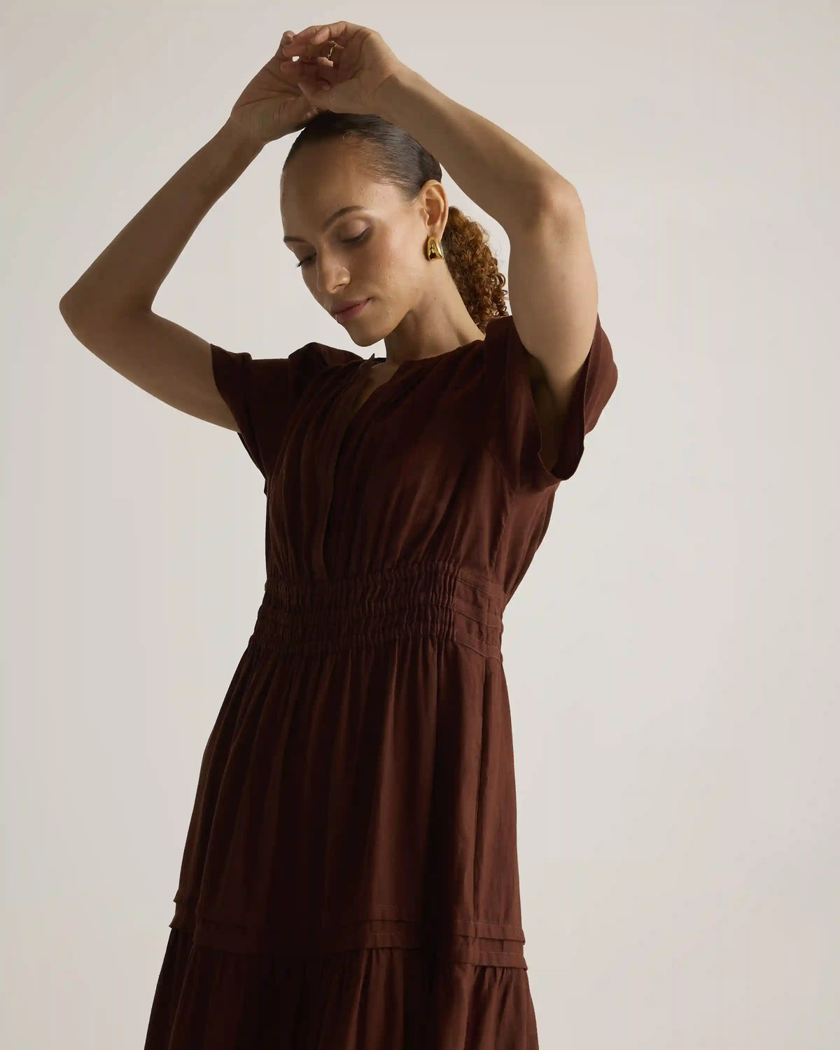 100% European Linen Tiered Maxi Dress