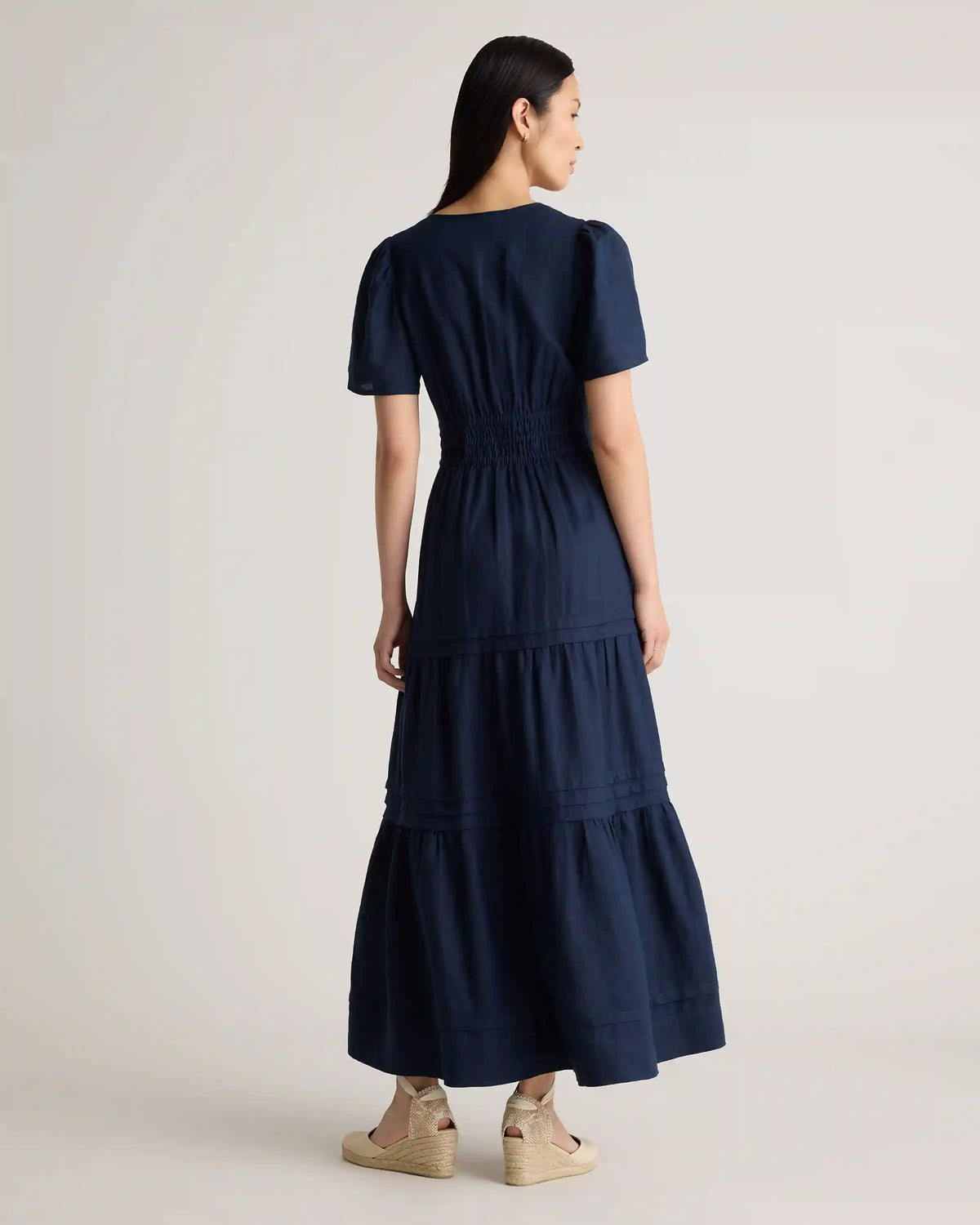 100% European Linen Tiered Maxi Dress