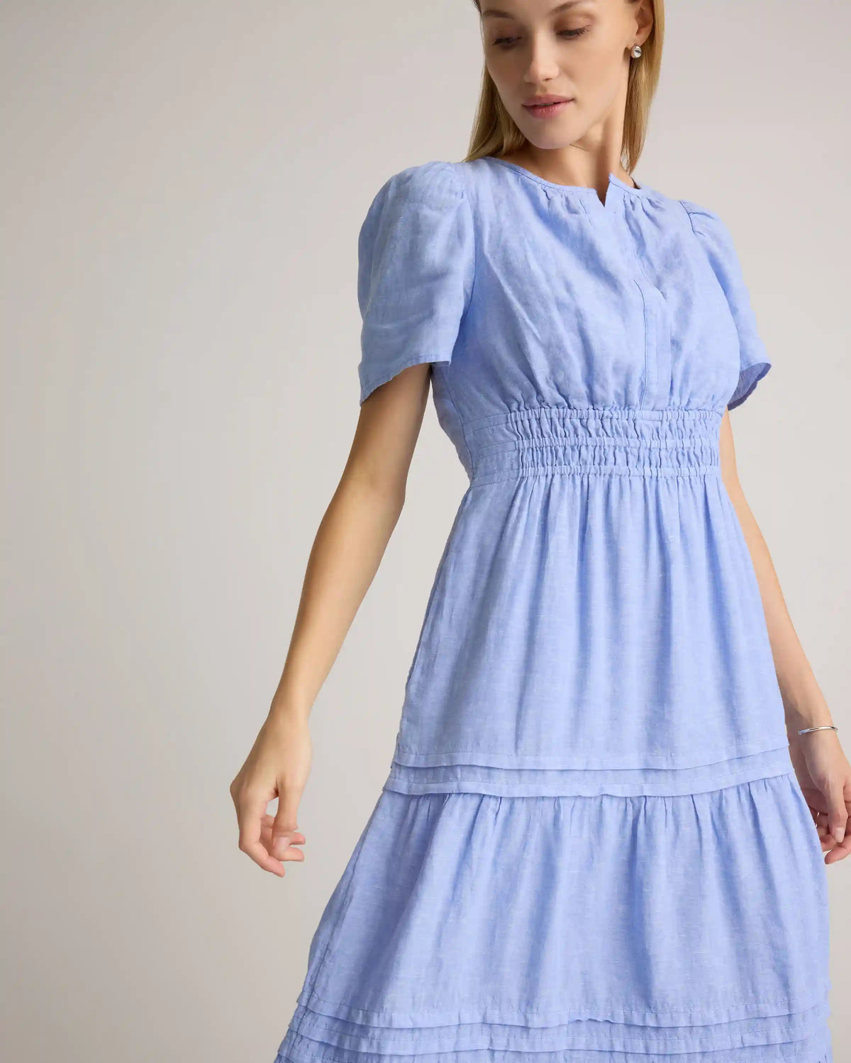 100% European Linen Tiered Maxi Dress