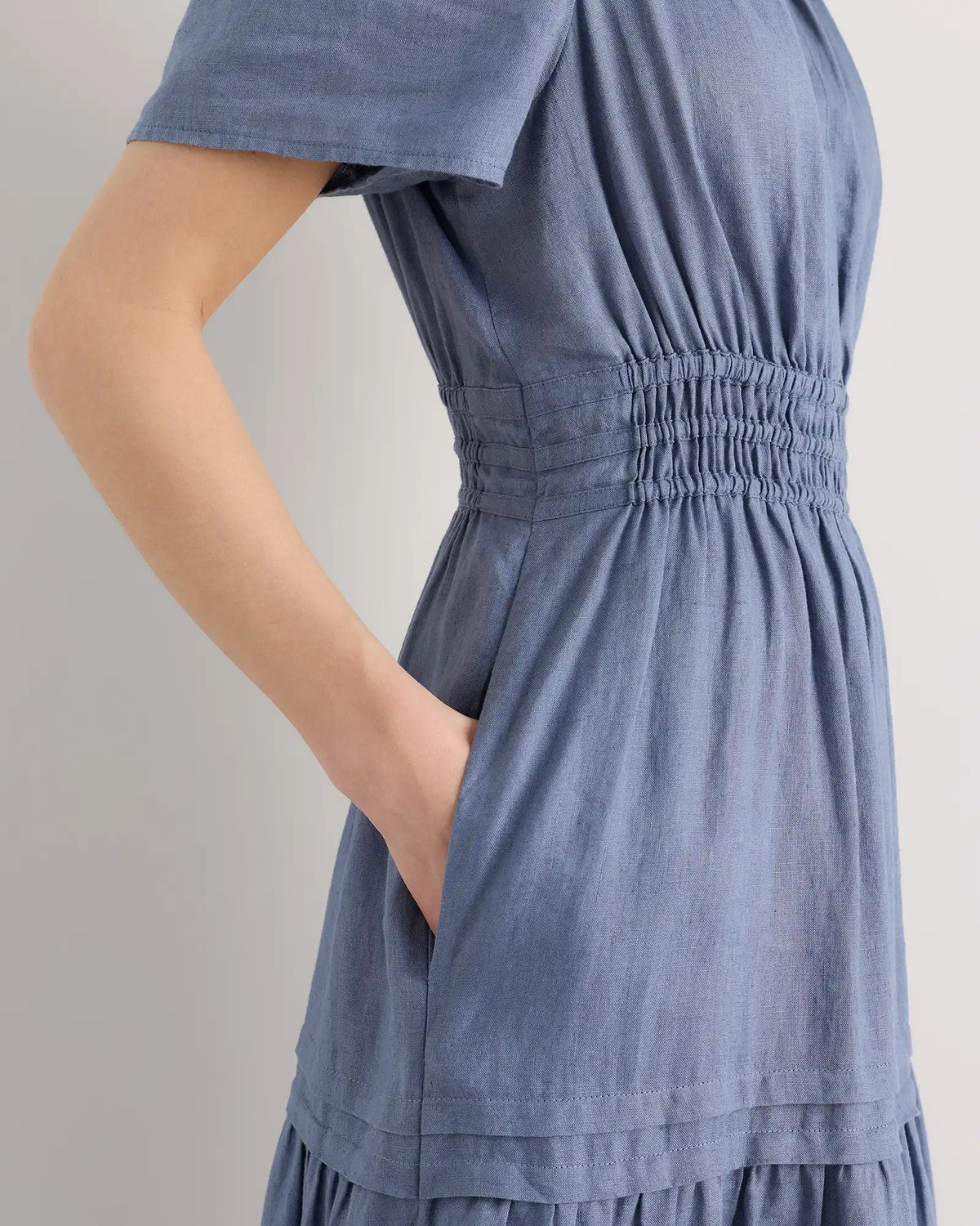 100% European Linen Tiered Maxi Dress