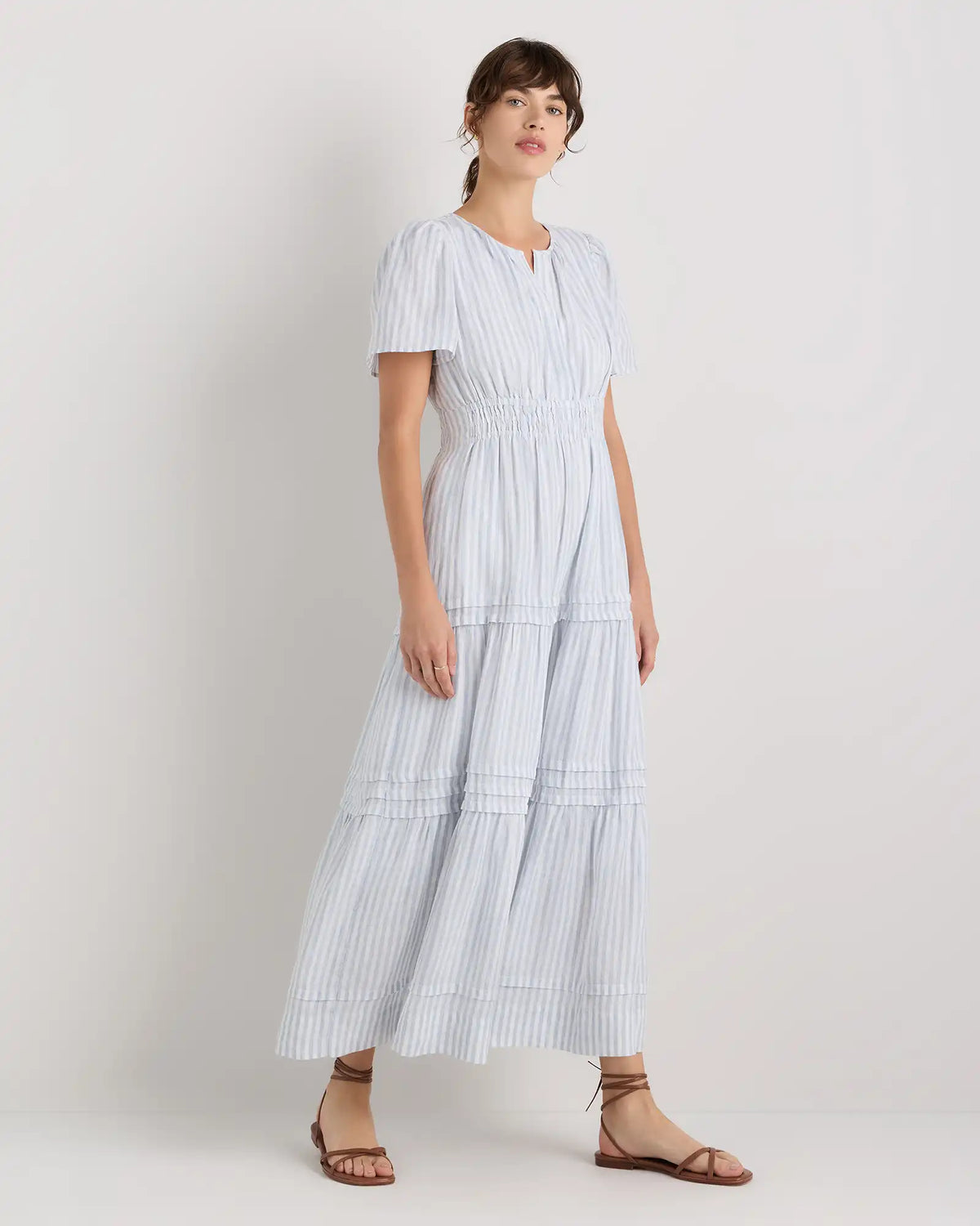 100% European Linen Tiered Maxi Dress