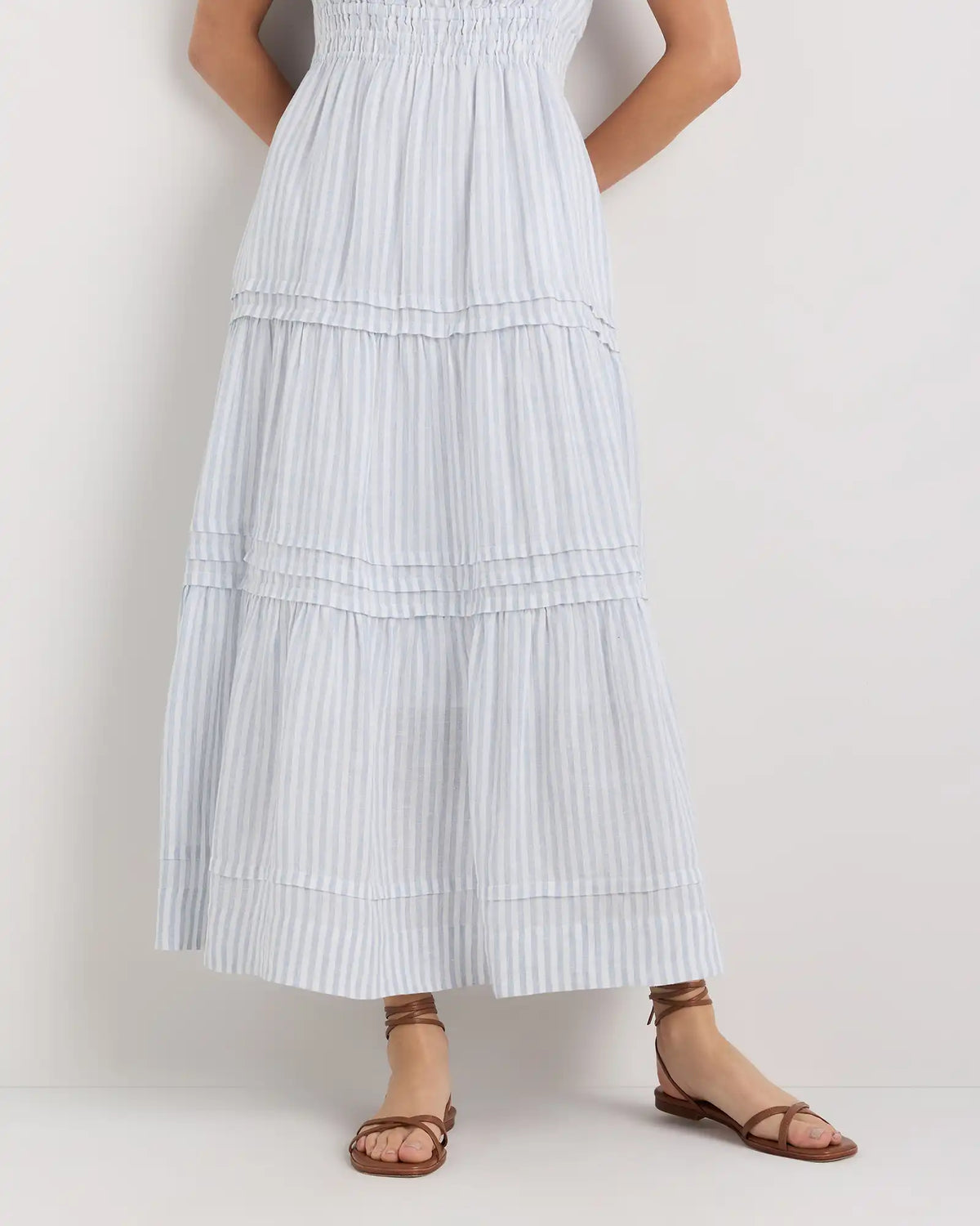 100% European Linen Tiered Maxi Dress