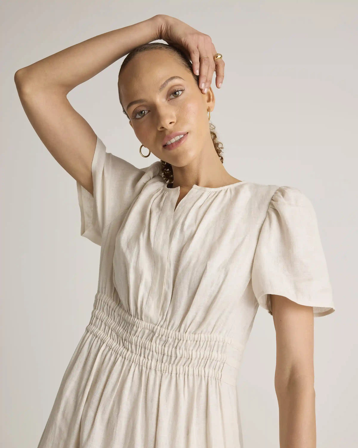 100% European Linen Tiered Maxi Dress