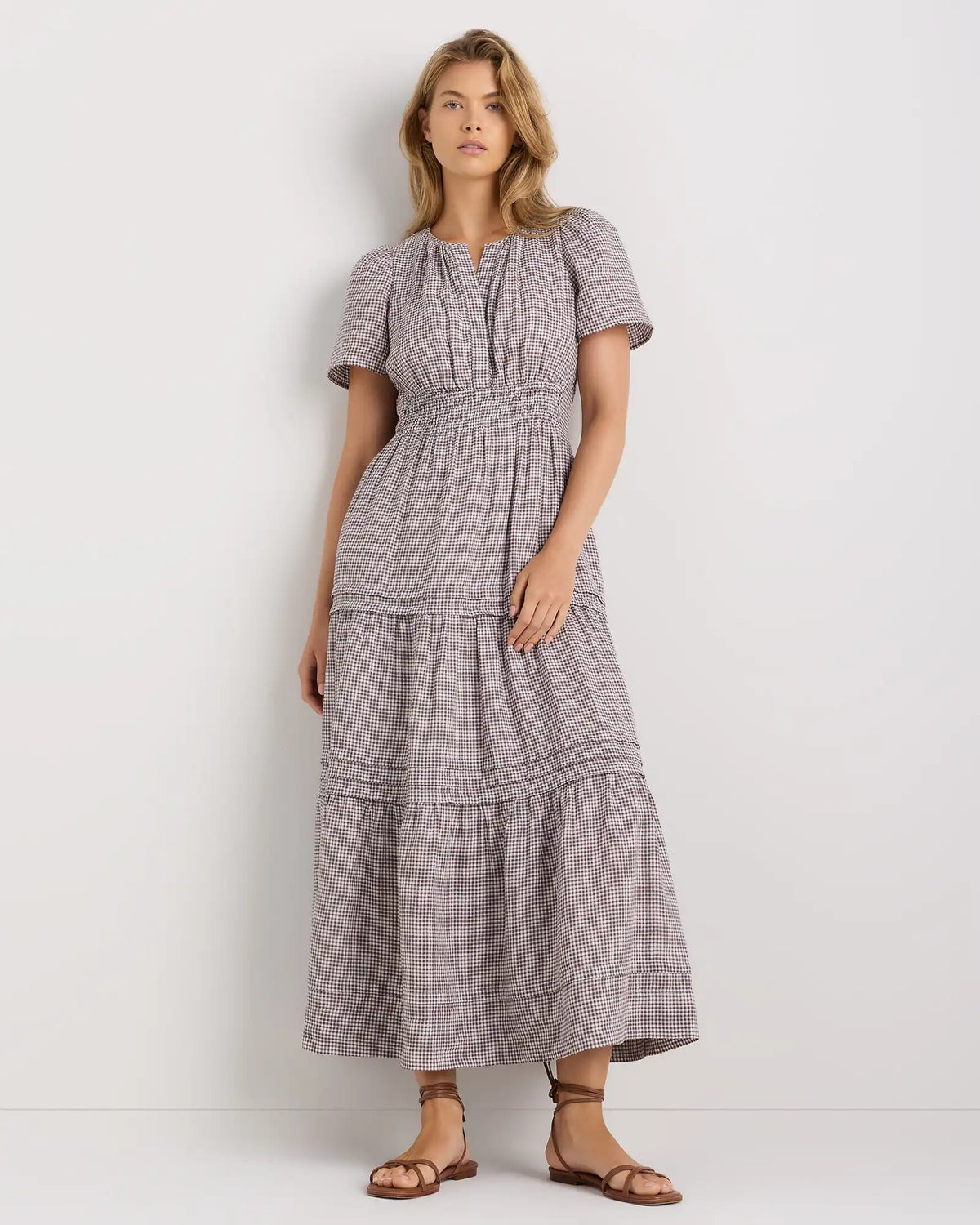 100% European Linen Tiered Maxi Dress