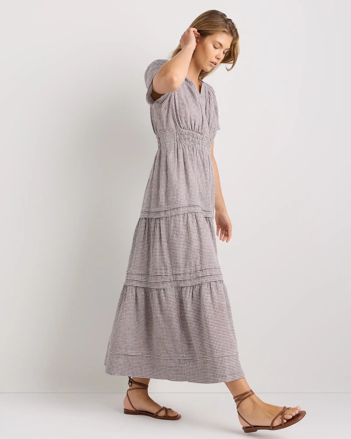 100% European Linen Tiered Maxi Dress