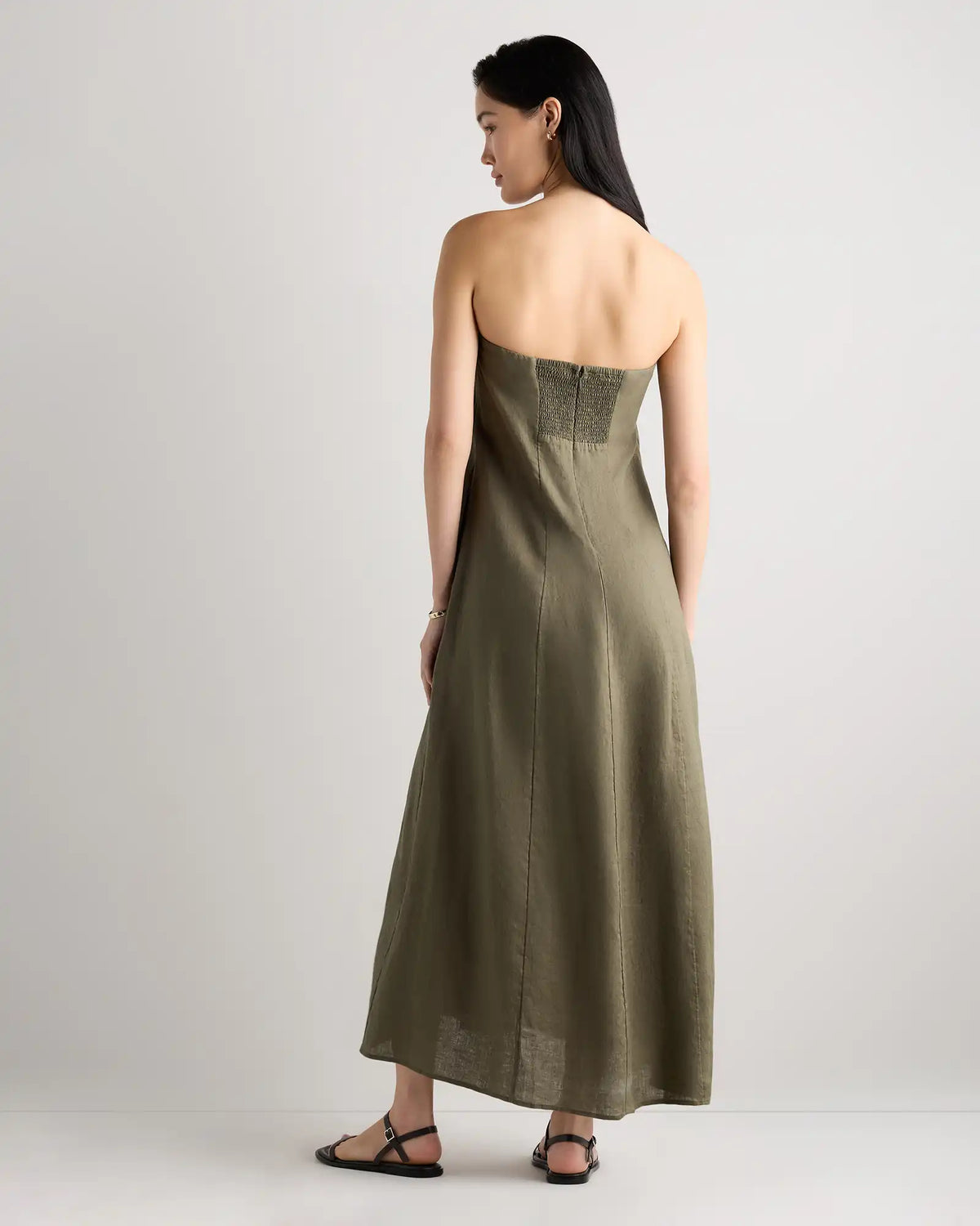 100% European Linen Strapless Maxi Dress
