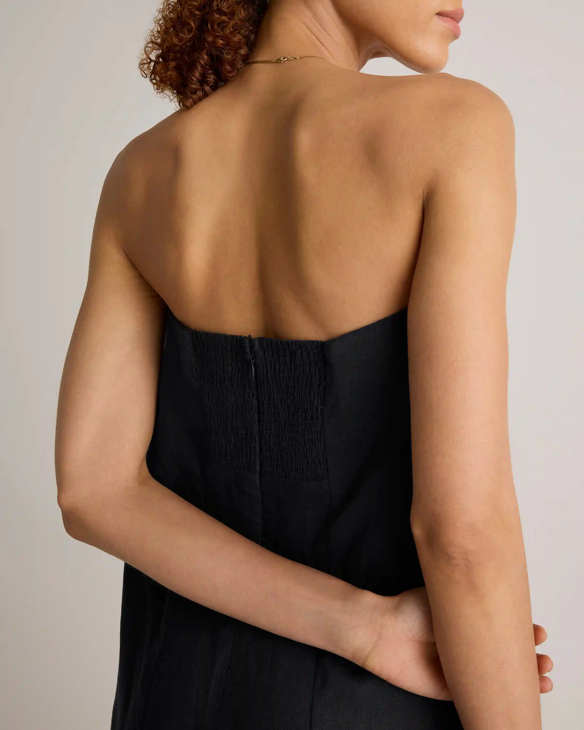 100% European Linen Strapless Maxi Dress