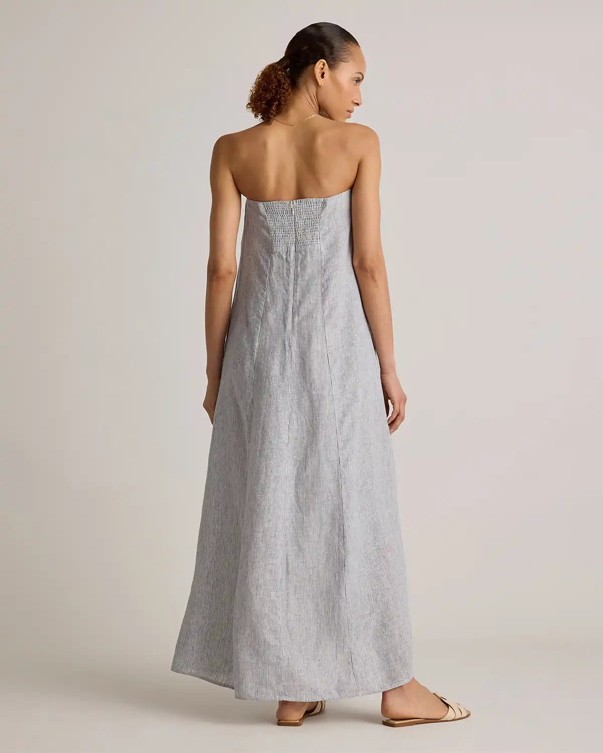 100% European Linen Strapless Maxi Dress