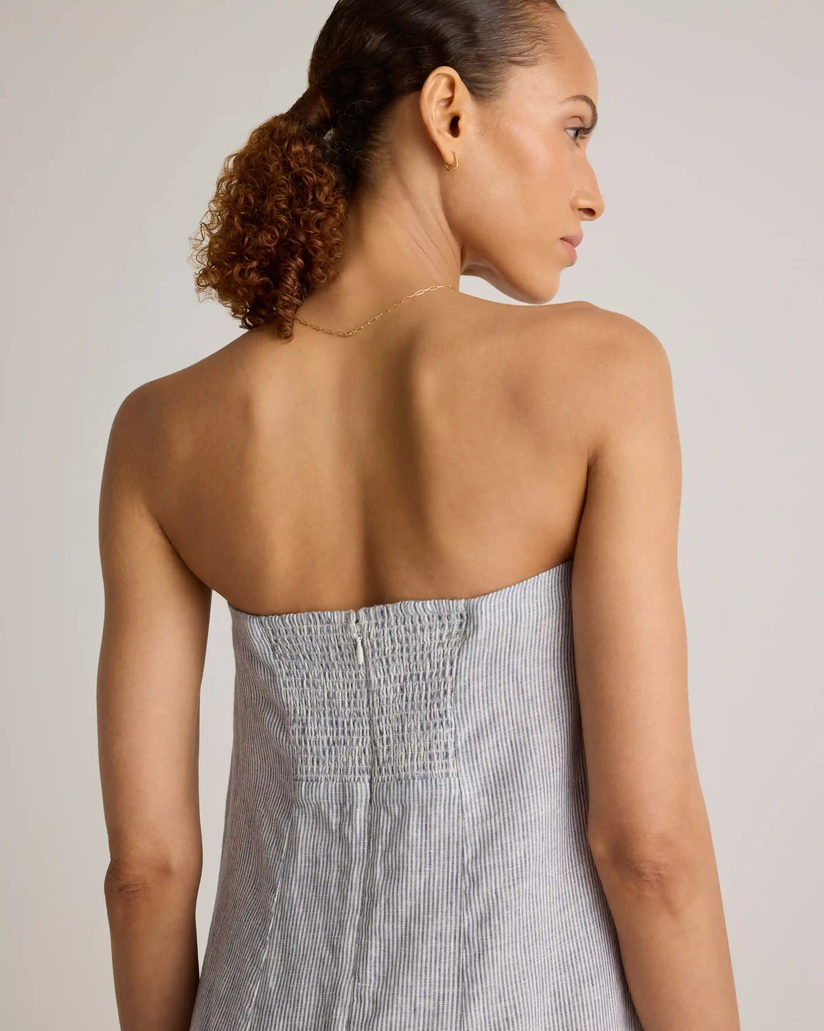 100% European Linen Strapless Maxi Dress