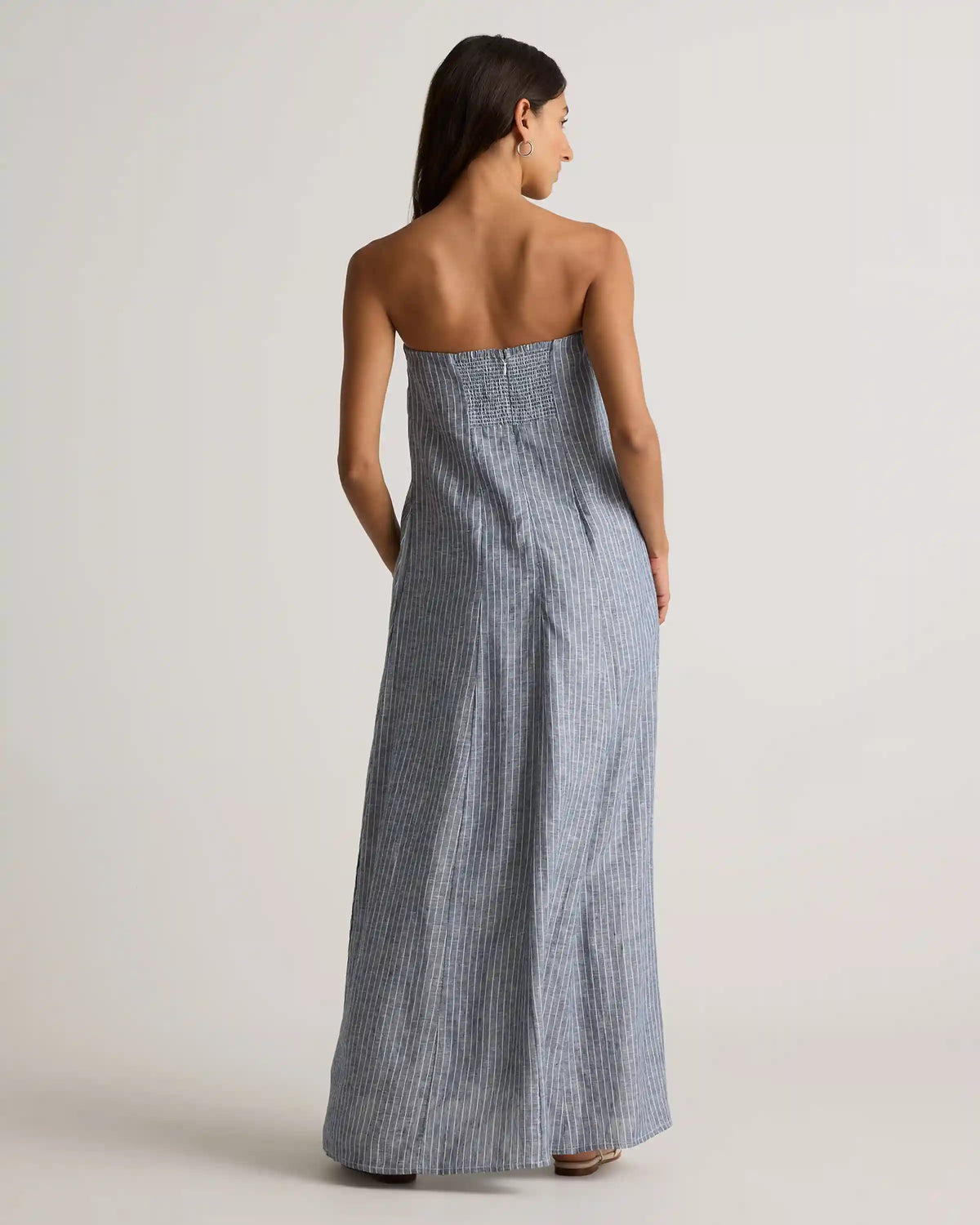100% European Linen Strapless Maxi Dress