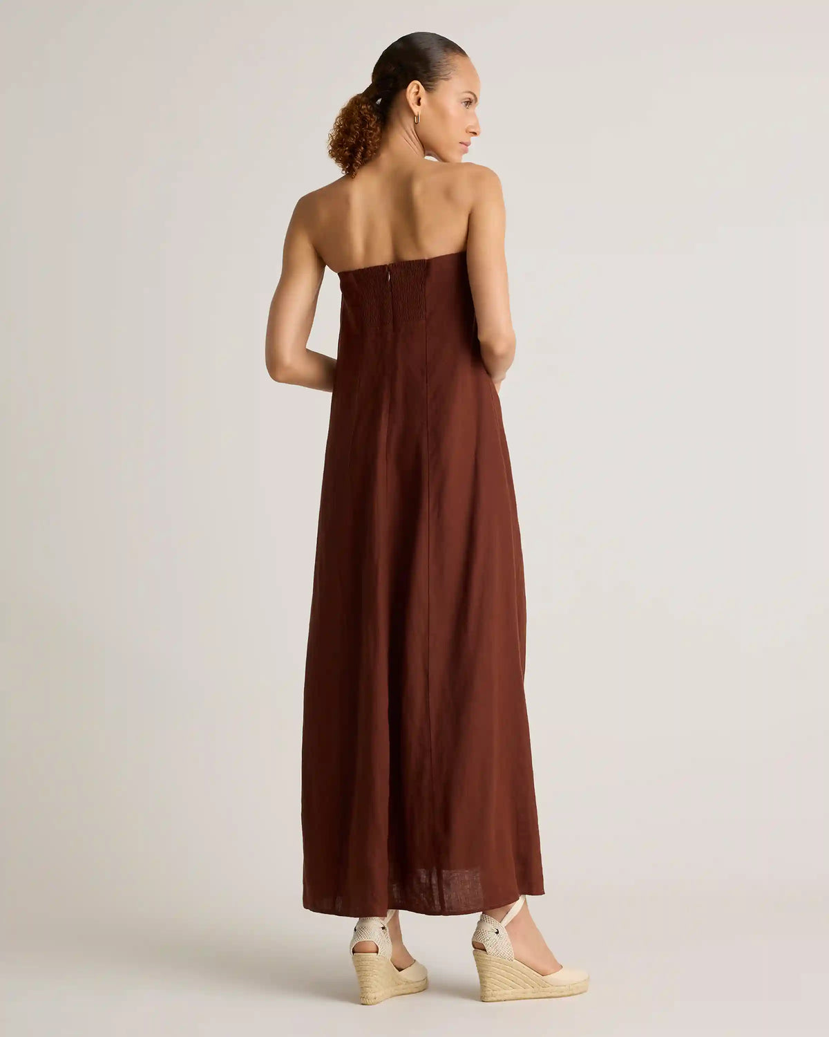 100% European Linen Strapless Maxi Dress