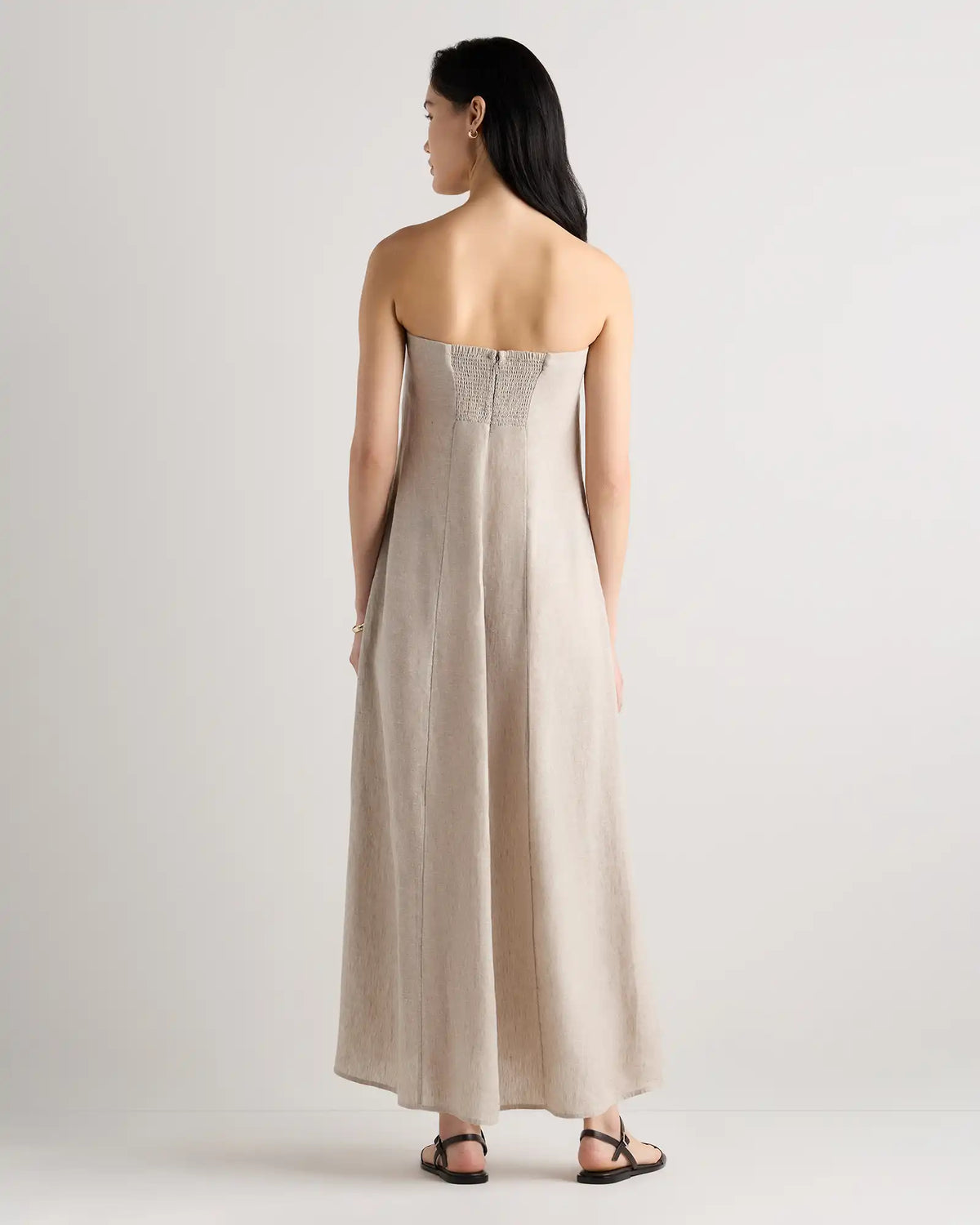 100% European Linen Strapless Maxi Dress