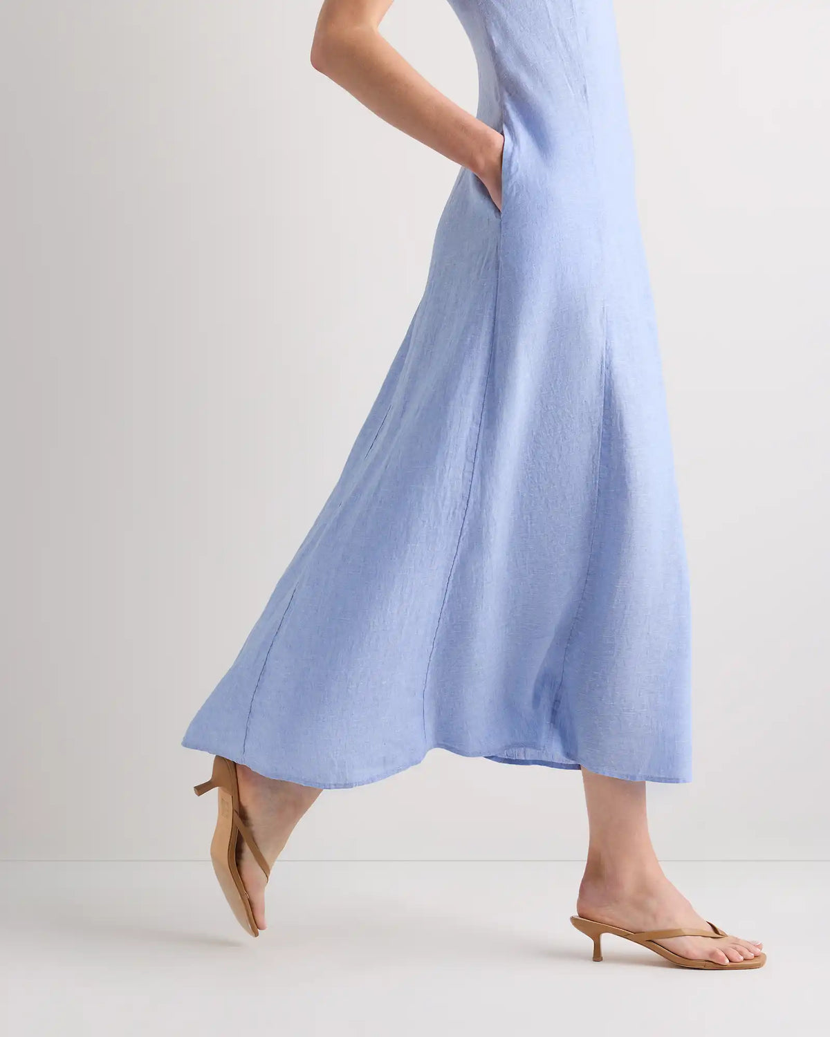 100% European Linen Strapless Maxi Dress