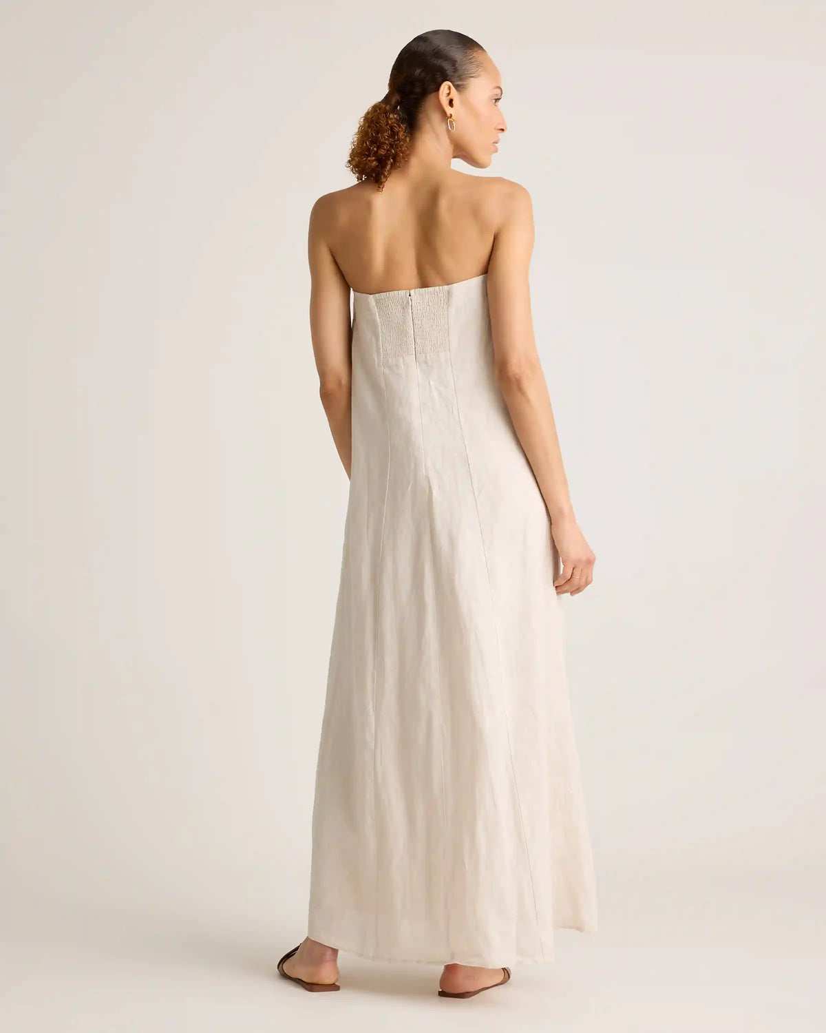 100% European Linen Strapless Maxi Dress