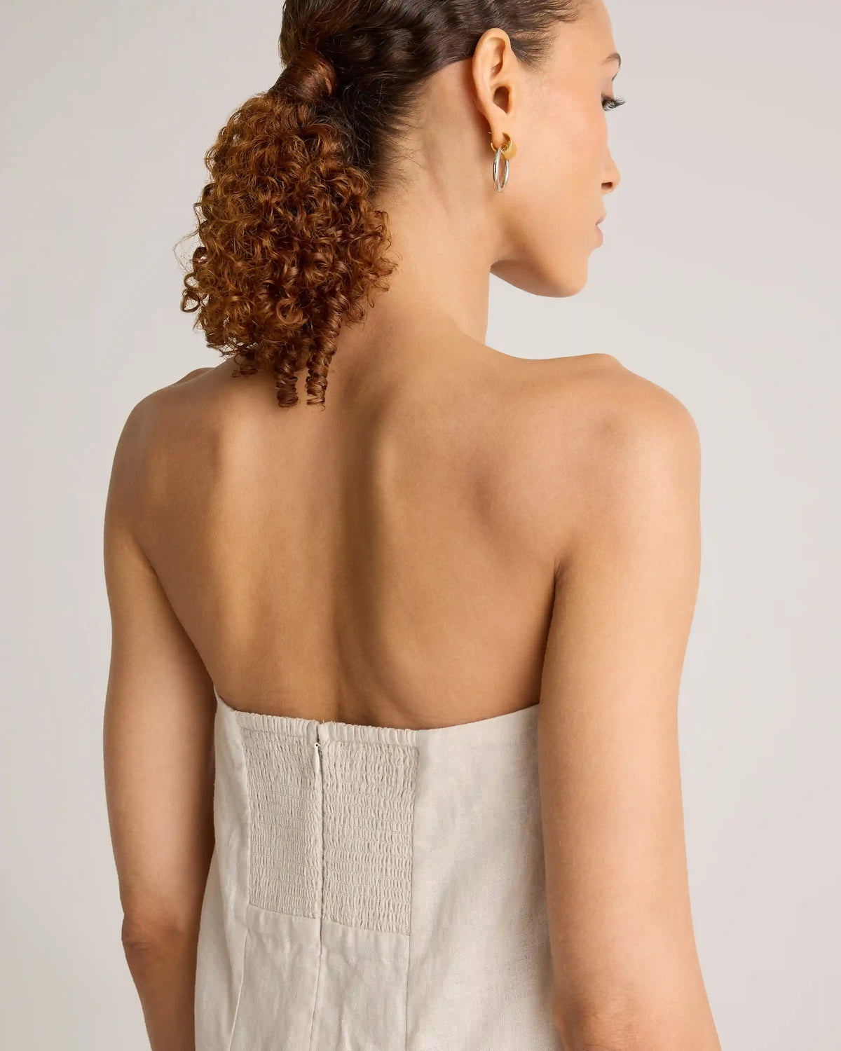 100% European Linen Strapless Maxi Dress
