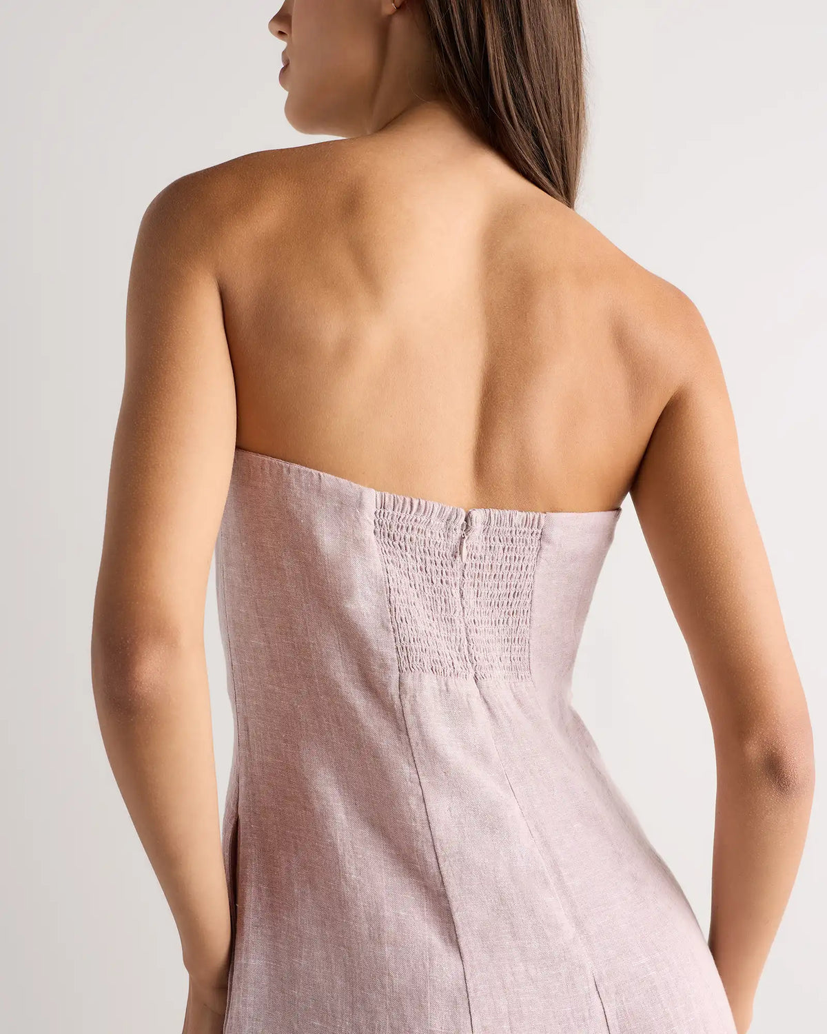 100% European Linen Strapless Maxi Dress