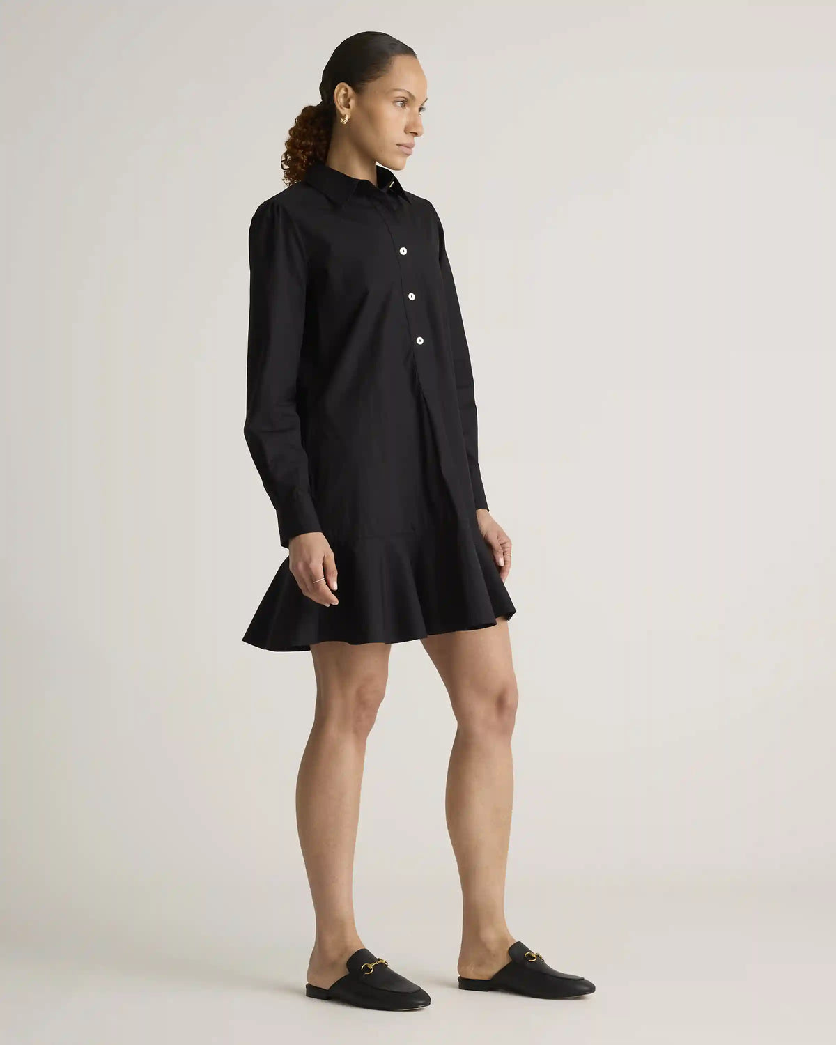 100% Organic Cotton Poplin Drop Waist Shirt Dress