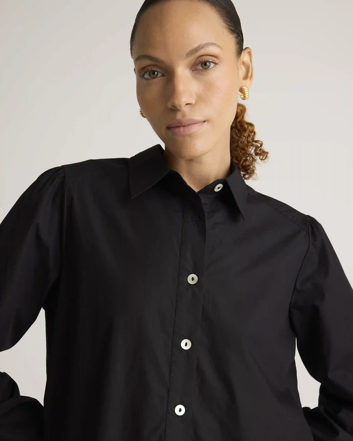 100% Organic Cotton Poplin Drop Waist Shirt Dress