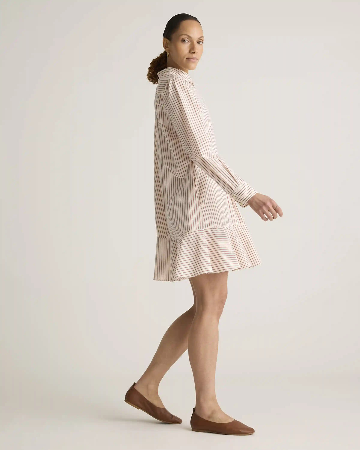 100% Organic Cotton Poplin Drop Waist Shirt Dress