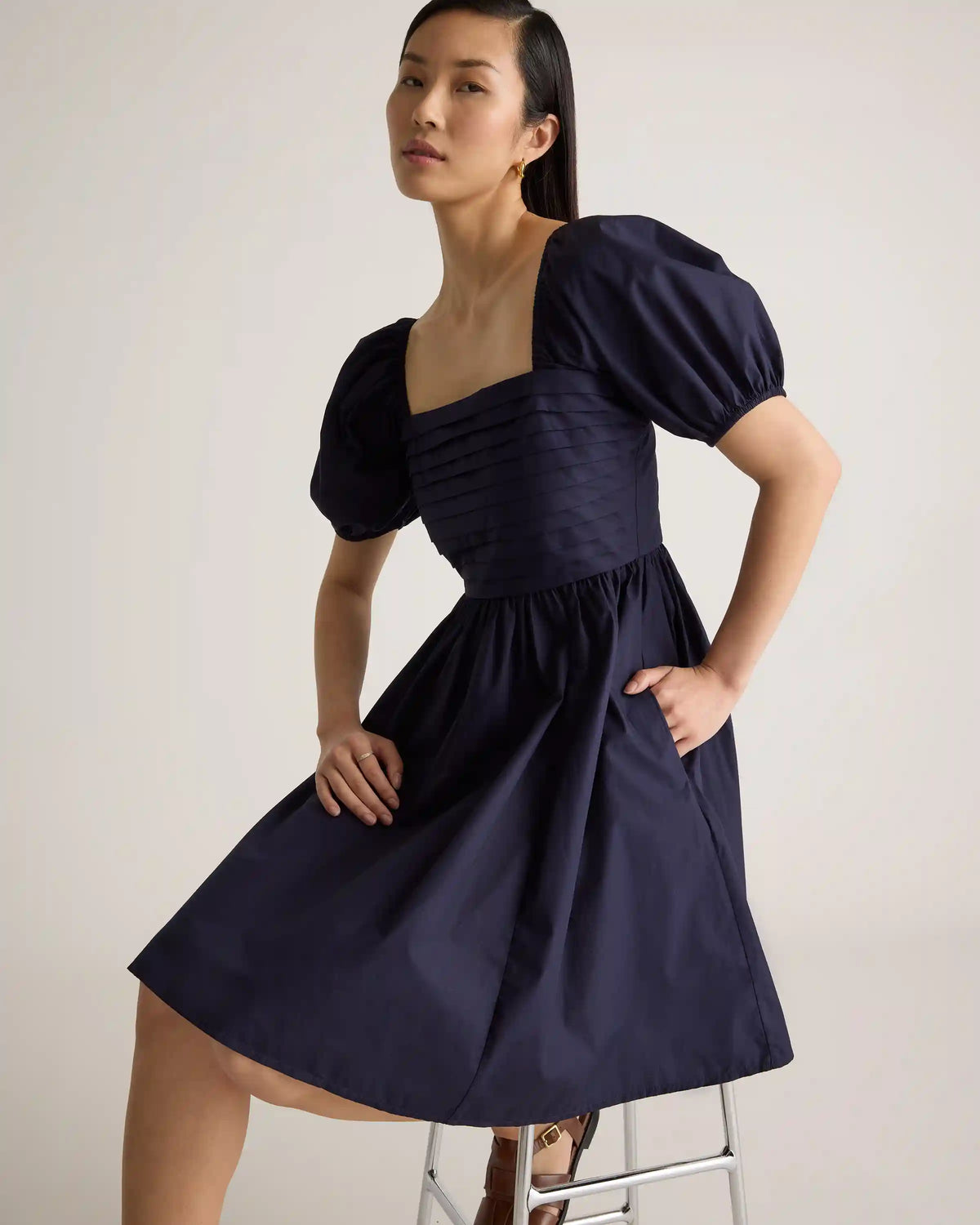 100% Organic Cotton Ruched Mini Dress