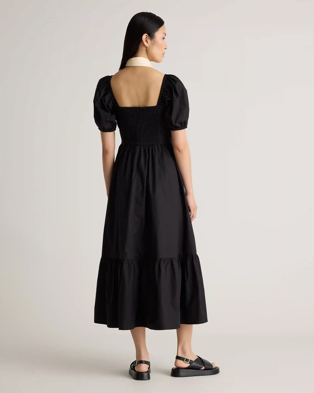 100% Organic Cotton Ruched Midi Dress