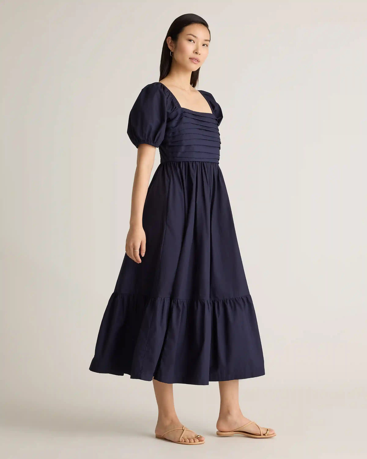 100% Organic Cotton Ruched Midi Dress