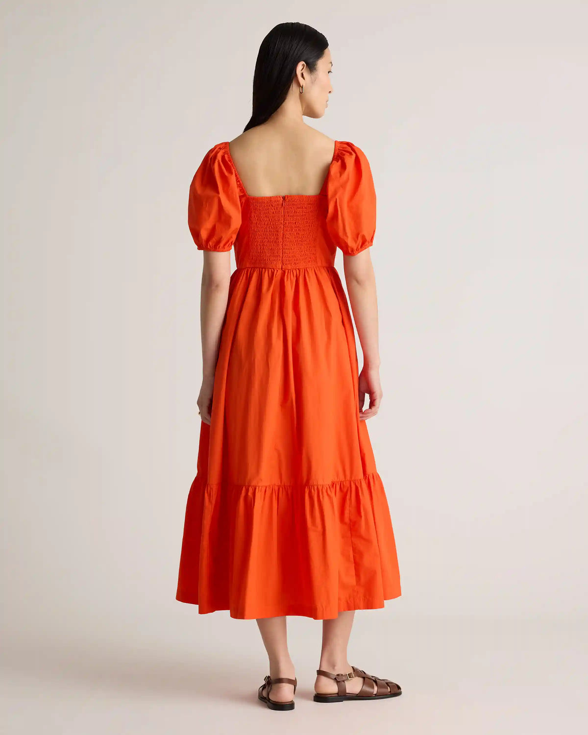 100% Organic Cotton Ruched Midi Dress