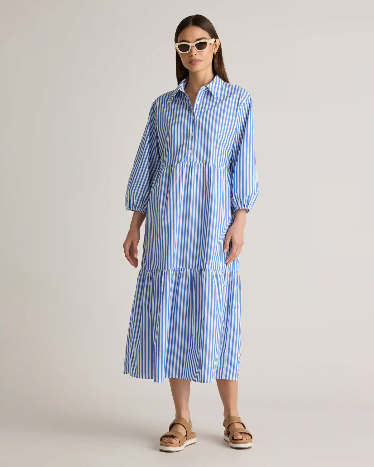 100% Organic Cotton Poplin Midi Tunic Dress